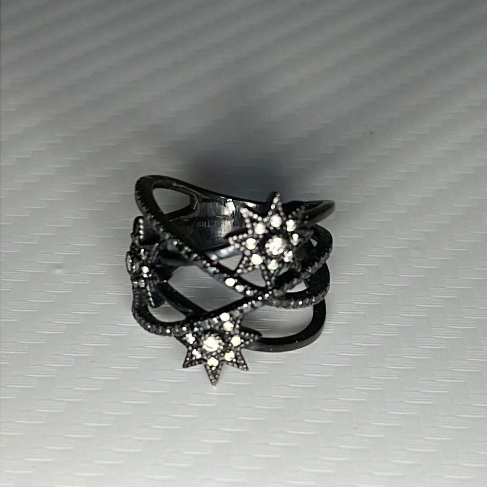 1/2 carat black diamond 925 black rodihum over sterling silver ring size 7